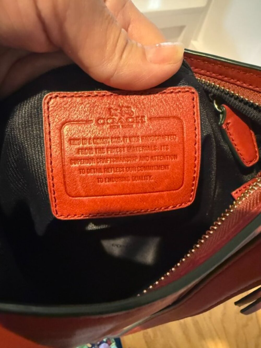 Coach Bleecker 32281 Reddish Orange Leather Mini Duffle Crossbody - Picture 3 of 10